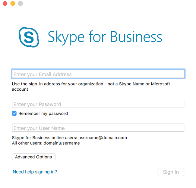 mac version skype for business